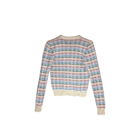 Vintage LL Bean Womens Wool Sweater S/M Pastel Plaid Crewneck Pullover Grandma - Picture 3 of 9